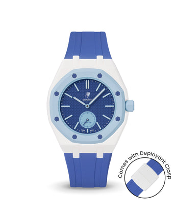 Swatch x AP Royal Pop — White case, Navy strap — Delugs