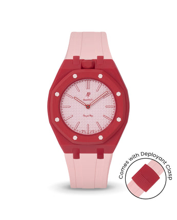 Swatch x AP Royal Pop — Cherry Red case, Sakura Pink strap — Delugs