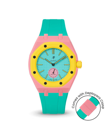 Swatch x AP Royal Pop — Bubblegum Pink case, Turquoise strap — Delugs