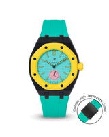 Swatch x AP Royal Pop — Black case, Turquoise strap — Delugs