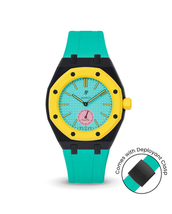 Swatch x AP Royal Pop — Black case, Turquoise strap — Delugs