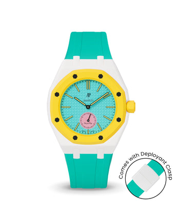 Swatch x AP Royal Pop — White case, Turquoise strap — Delugs