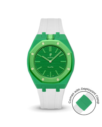 Swatch x AP Royal Pop — Dark Green case, White strap — Delugs