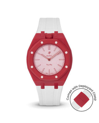 Swatch x AP Royal Pop — Cherry Red case, White strap — Delugs