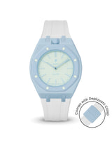 Swatch x AP Royal Pop — Light Blue case, White strap — Delugs