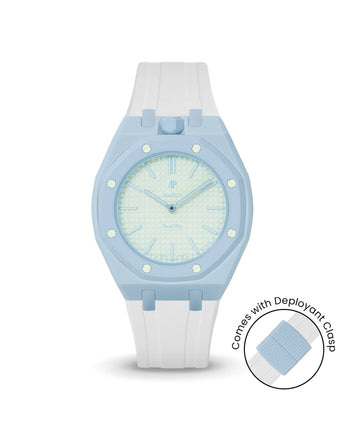 Swatch x AP Royal Pop — Light Blue case, White strap — Delugs