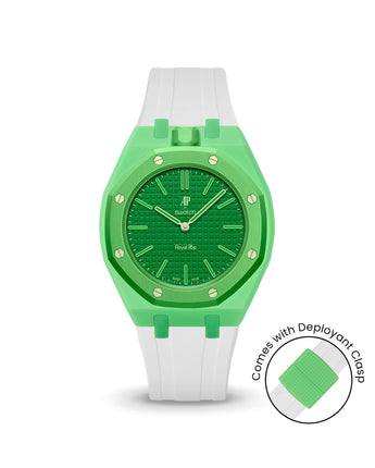 Swatch x AP Royal Pop — Light Green case, White strap — Delugs