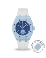 Swatch x AP Royal Pop — Light Blue case, White strap — Delugs