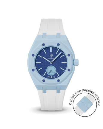 Swatch x AP Royal Pop — Light Blue case, White strap — Delugs