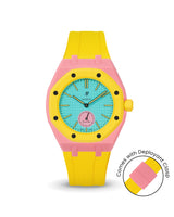 Swatch x AP Royal Pop — Bubblegum Pink case, Yellow strap — Delugs