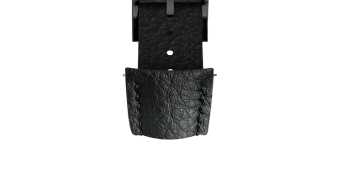 時計 TOGA leather watch belt 26BLACK Black Rubberised Leather (Togo) Signature (Curved) Strap