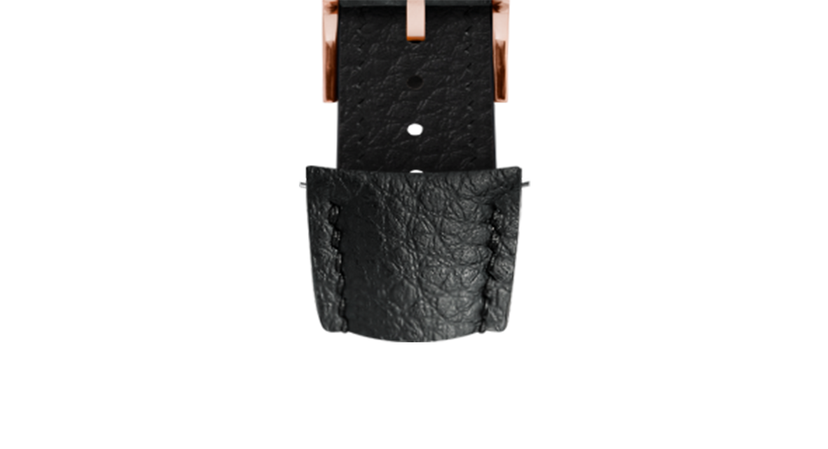 時計 TOGA leather watch belt 26BLACK Black Rubberised Leather (Togo) Signature (Curved) Strap