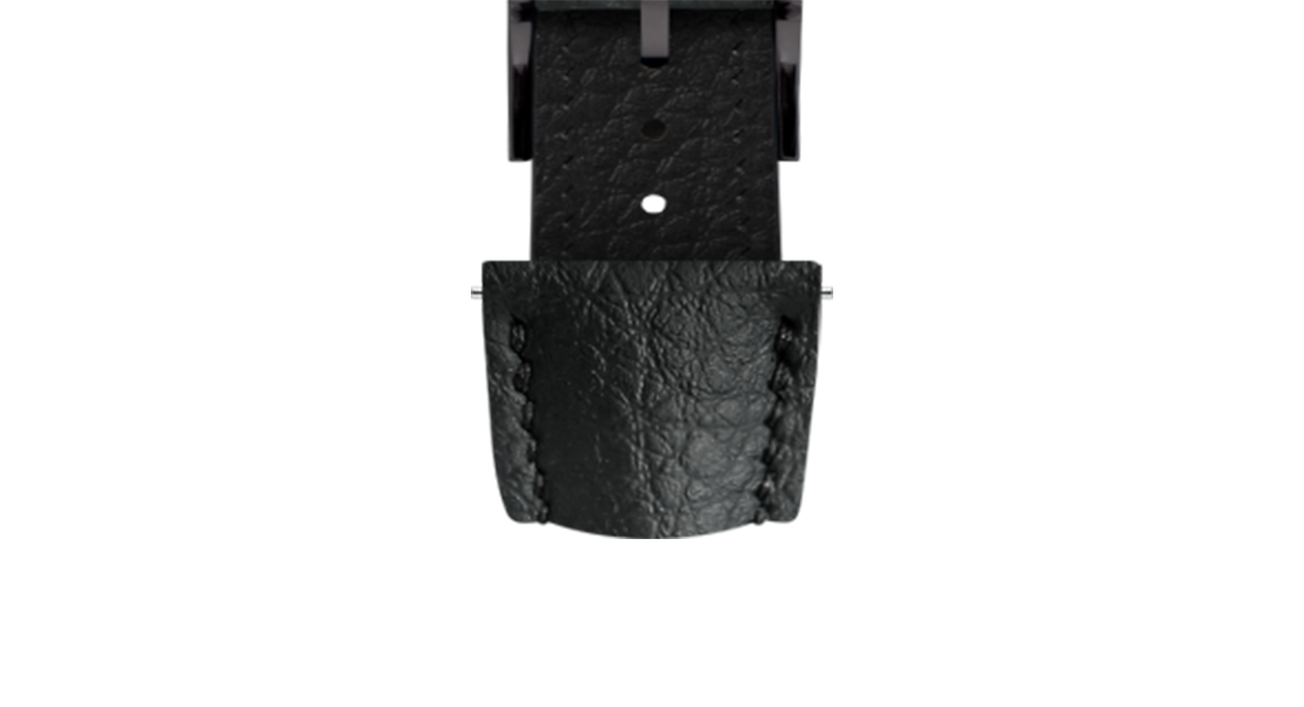 Black Rubberised Leather (Togo) Signature Strap - Handcrafted