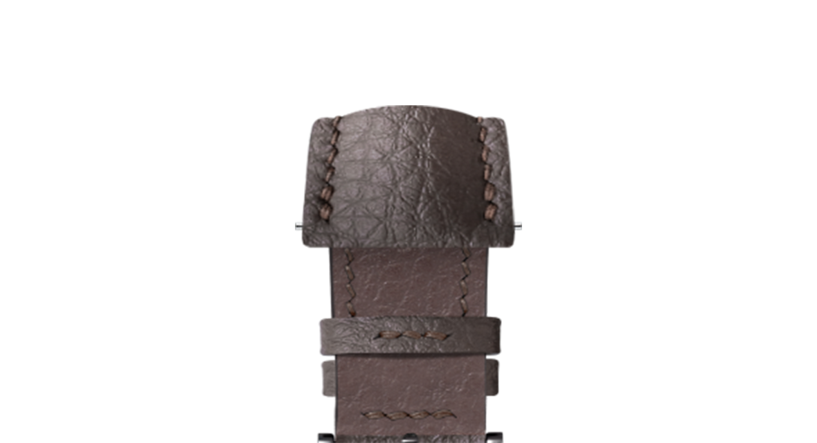 ゆう　MAISON SPECIAL Hand Rub-Off 牛革 G-1 Dark Brown Rubberised Leather (Togo) Signature Strap - Handcrafted
