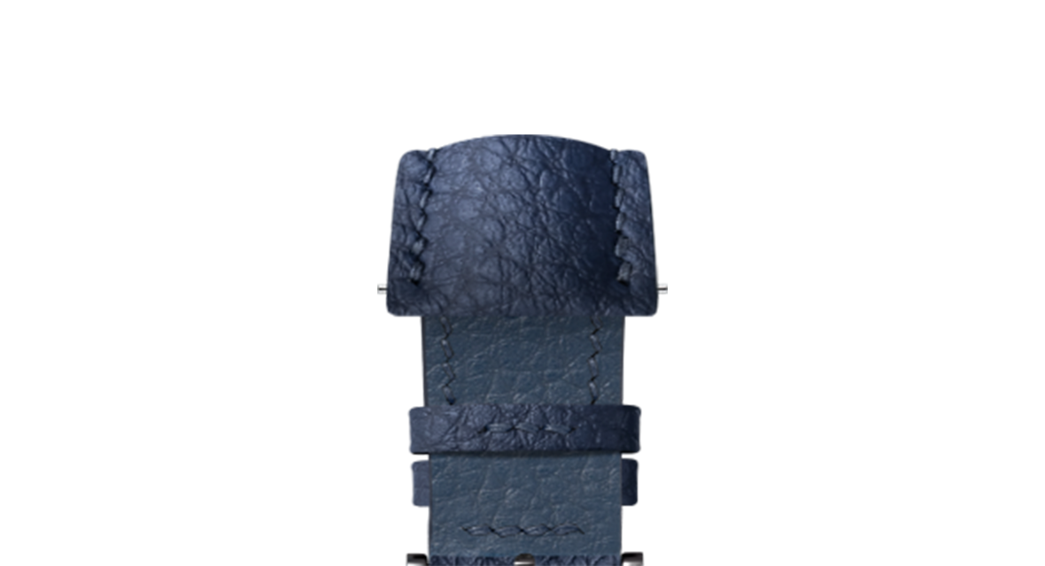 Navy Rubberised Leather (Togo) Signature Strap - Handcrafted