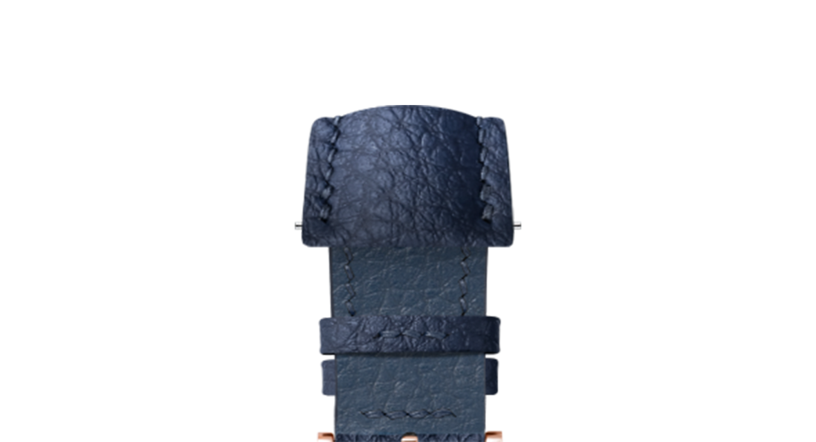 Navy Rubberised Leather (Togo) Signature Strap - Handcrafted