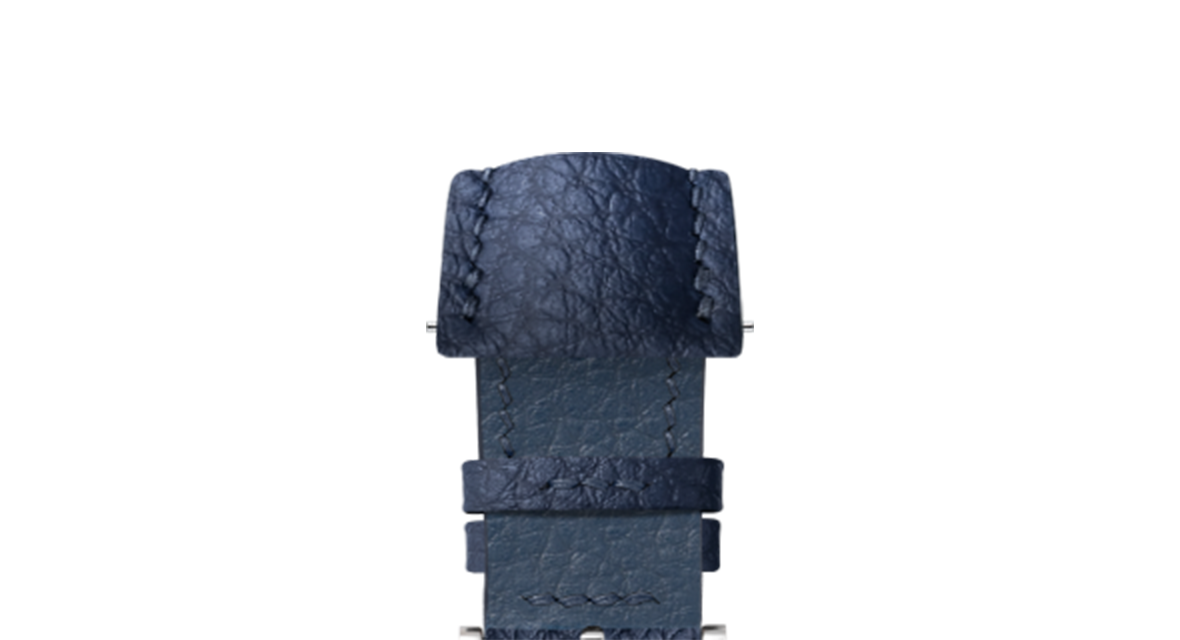 Navy Rubberised Leather (Togo) Signature Strap - Handcrafted