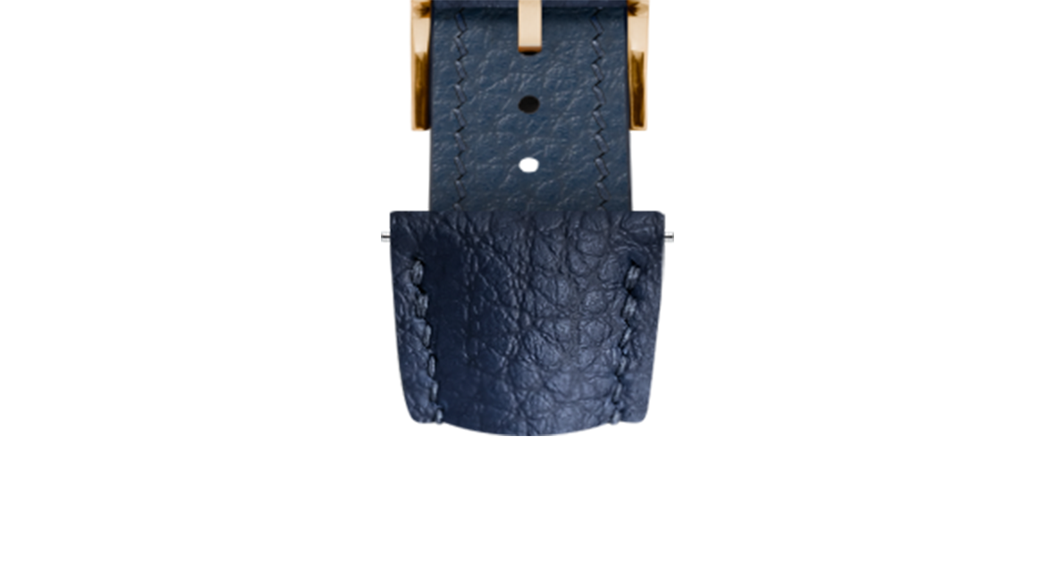 Navy Rubberised Leather (Togo) Signature Strap - Handcrafted
