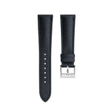 Delugs Black Rubberised Leather (Togo) Signature Strap Handcrafted Leather Watch Strap