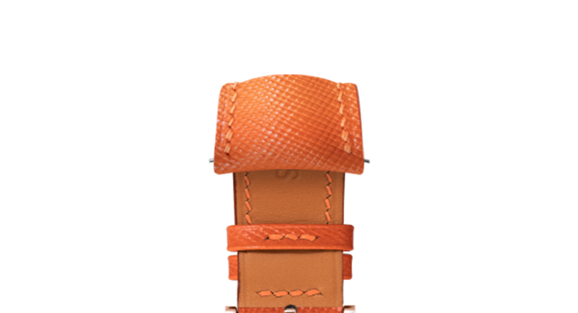 Orange Saffiano Signature (Curved) Strap - Handcrafted Leather
