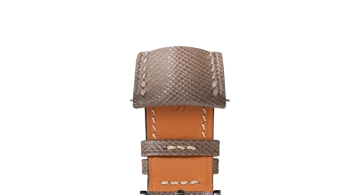 Taupe Saffiano Signature (Curved) Strap - Handcrafted Leather