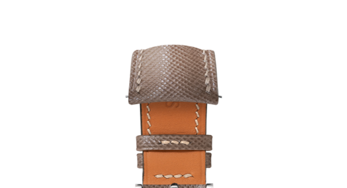 Taupe Saffiano Signature (Curved) Strap - Handcrafted Leather