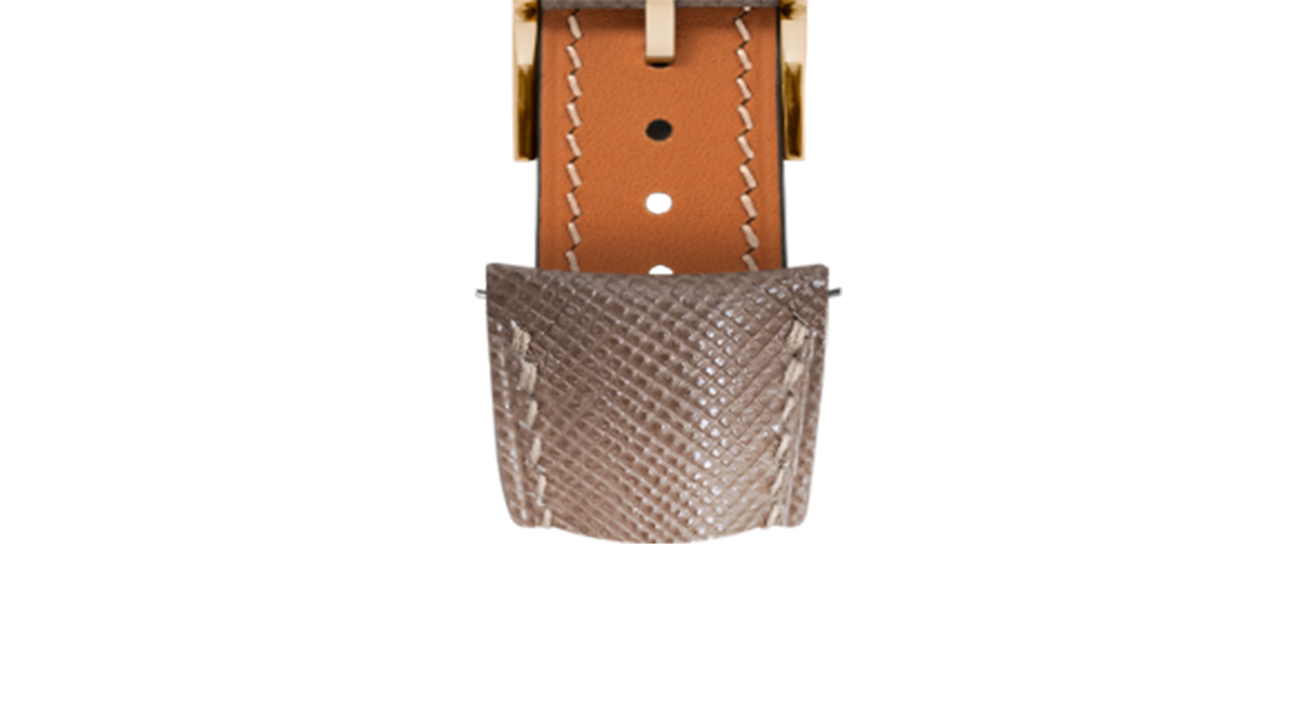 Taupe Saffiano Signature (Curved) Strap - Handcrafted Leather