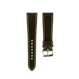 Delugs Overstock: Olive Green Shell Cordovan Slim Strap Handcrafted Leather Watch Strap