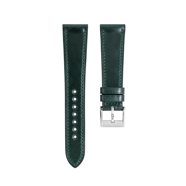 Delugs Green Shell Cordovan Slim Strap Handcrafted Leather Watch Strap