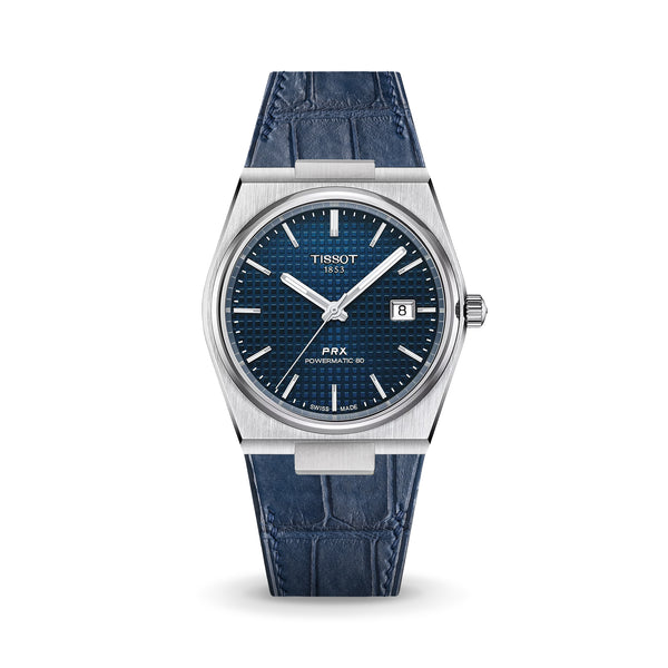 Delugs Matte Navy Alligator Strap for Tissot PRX Handcrafted Leather Watch Strap