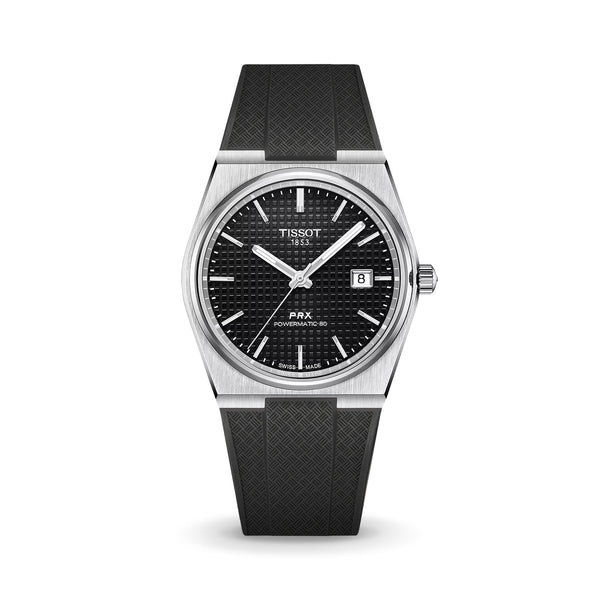 Delugs Black CTS Rubber Strap for Tissot PRX Rubber Watch Strap