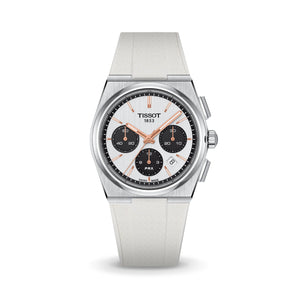 White CTS Rubber Strap for Tissot PRX Chronograph