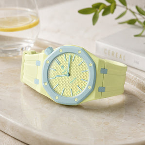 Swatch x AP Royal Pop Blaue Acht - wrist mockup