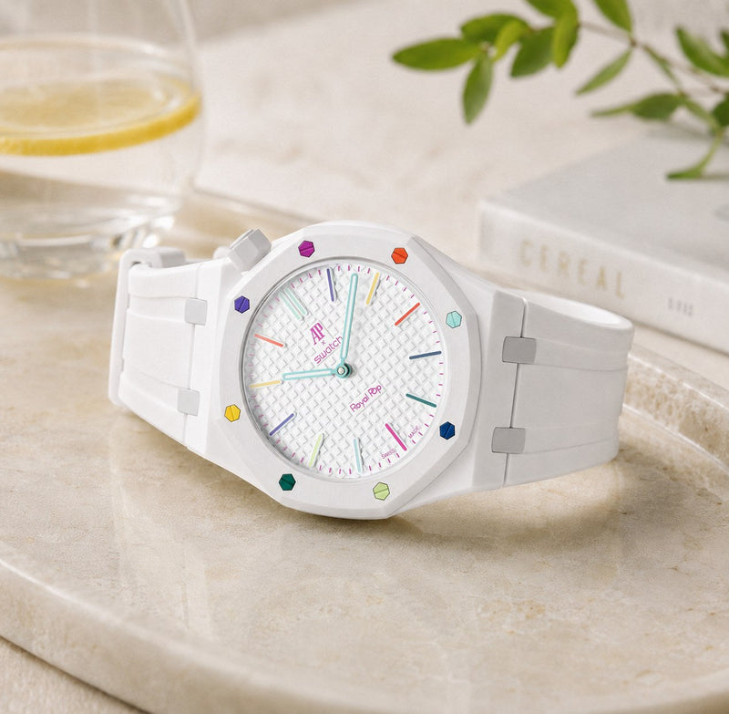 Case-Strap for the Swatch x AP Royal Pop Huit Blanc