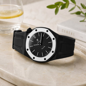 Swatch x AP Royal Pop Ocho Negro - wrist mockup