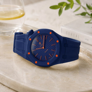 Swatch x AP Royal Pop Orenji Hachi - wrist mockup