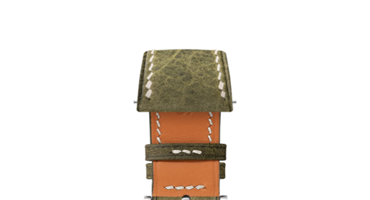 Green Waxy Slim Strap - Handcrafted Leather Watch Strap · 17-22mm