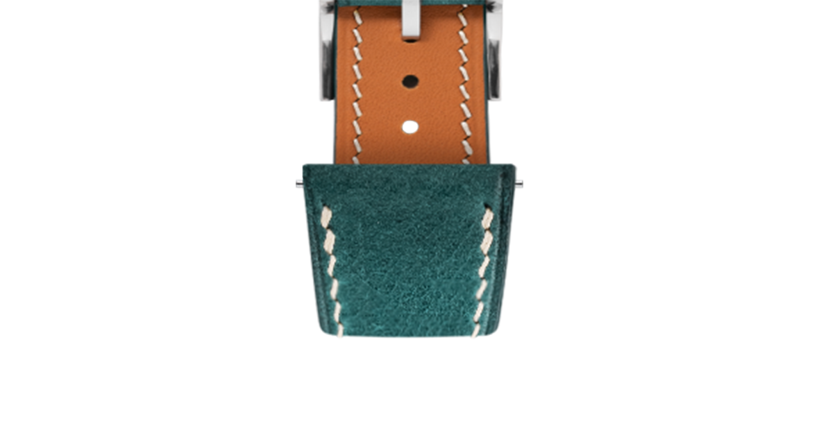 Delugs レザーベルト コードバン 19mm ネイビー Turquoise Waxy Slim Strap - Handcrafted Leather Watch Strap · 17