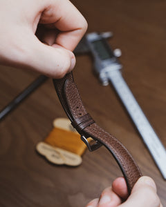 Canvas Leather Watch Strap / Duel Colour Deep Green Brown / 